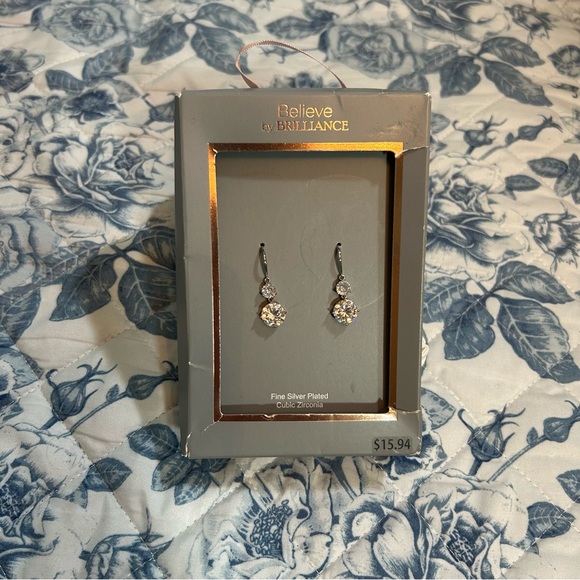 Believe by Brilliance diamond rhinestone silver teardrop dangle earrings✨ - Picture 6 of 6
